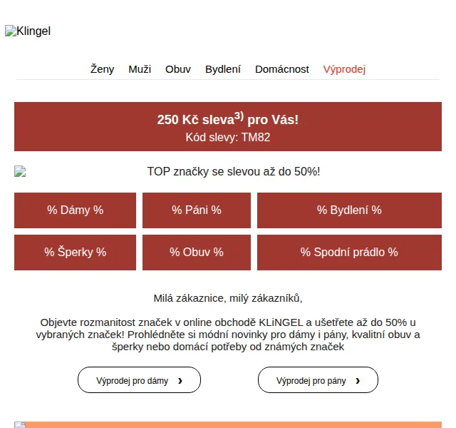 KLiNGEL: Až 50% sleva na top značky – září 2026 | Nuslet.cz