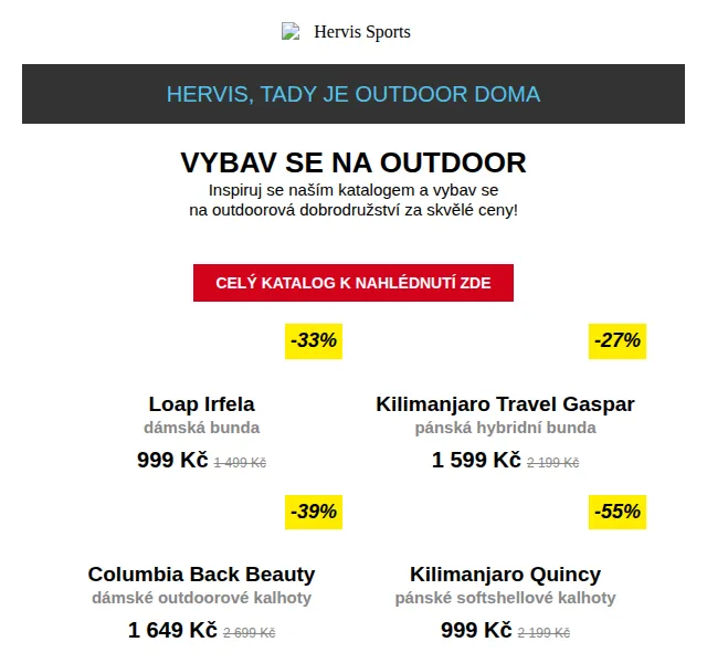 Hervis: Outdoor výbava se slevou až 60 % – červen 2026 | Nuslet.cz