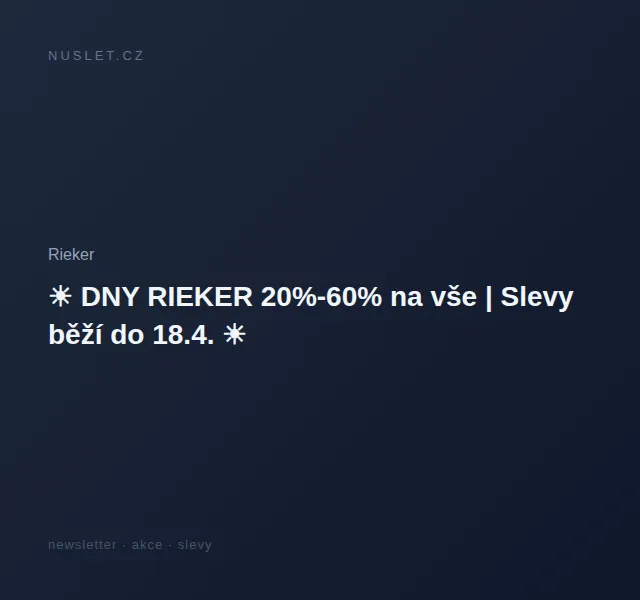 Rieker: Sleva 20%–60% na tenisky Revolution – červen 2026 | Nuslet.cz
