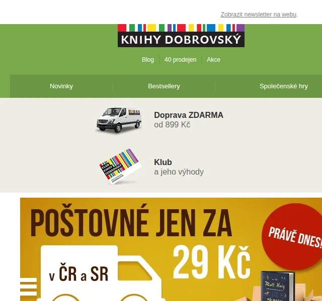 KnihyDobrovsky.cz: Doprava jen za 29 Kč a slevy na knihy – červen 2026 | Nuslet.cz