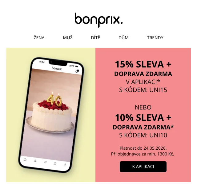 Bonprix: letní šaty sleva 15 % + doprava zdarma – květen 2026