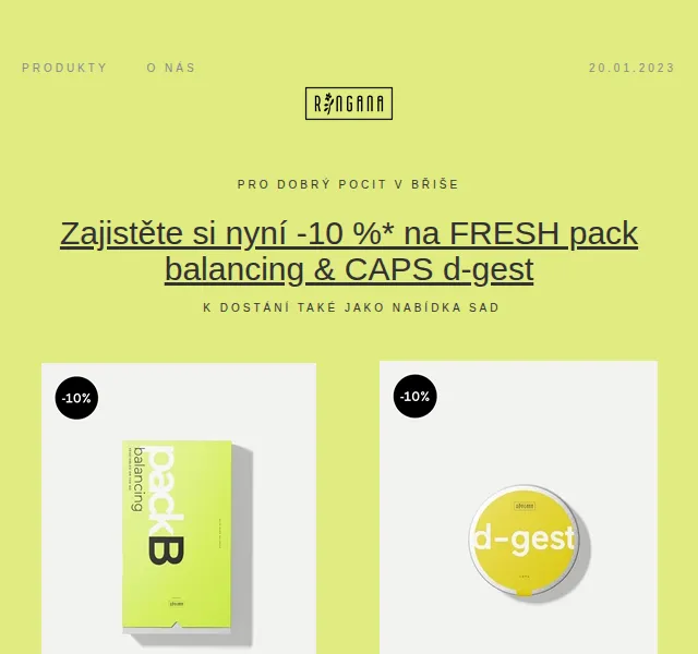 RINGANA: -10 % na FRESH pack balancing & CAPS d-gest – červen 2026 | Nuslet.cz