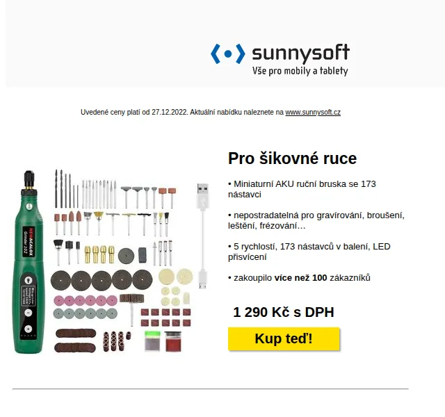 Sunnysoft: Bestsellery roku – AKU bruska, AirPods sada, alkohol tester – červenec 2026 | Nuslet.cz