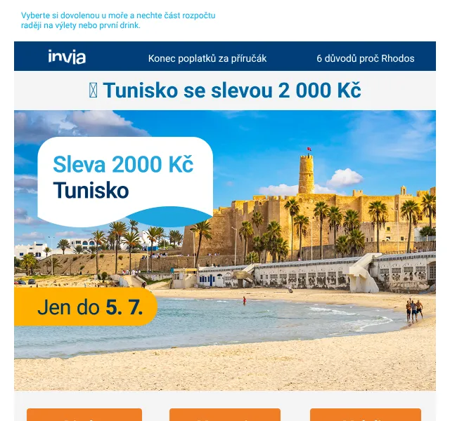 Invia: Tunisko o 2 000 Kč levněji – červenec 2026 | Nuslet.cz