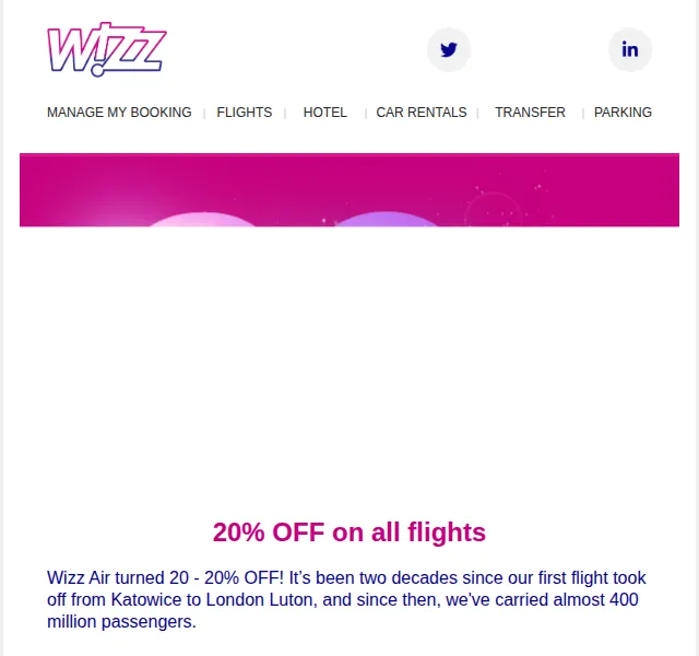 Wizz Air: 20% sleva na všechny lety – červenec 2026 | Nuslet.cz