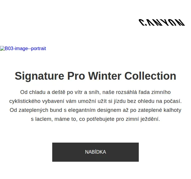 Canyon Bicycles: Zimní kolekce Signature Pro – červen 2026 | Nuslet.cz