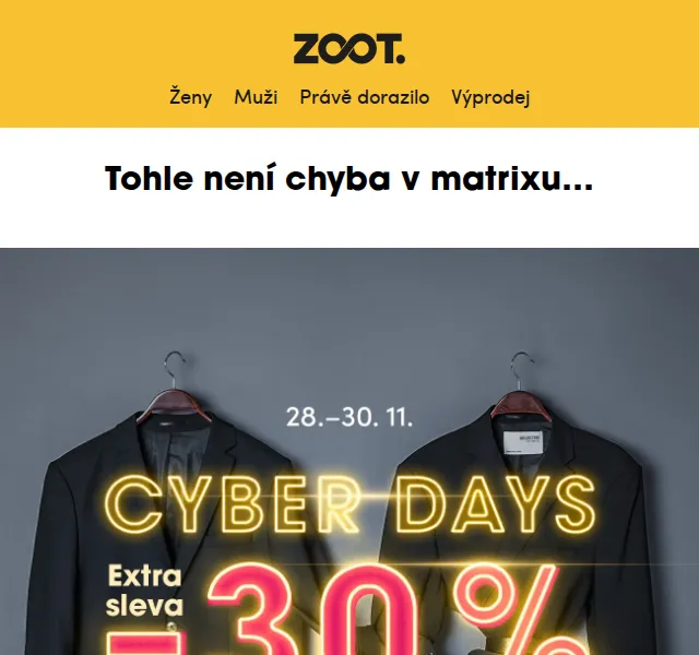ZOOT: Cyber Days s extra -30 % i na slevy – červen 2026 | Nuslet.cz