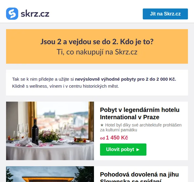 Skrz: Pobyty do 2000 Kč s wellness – červen 2026 | Nuslet.cz