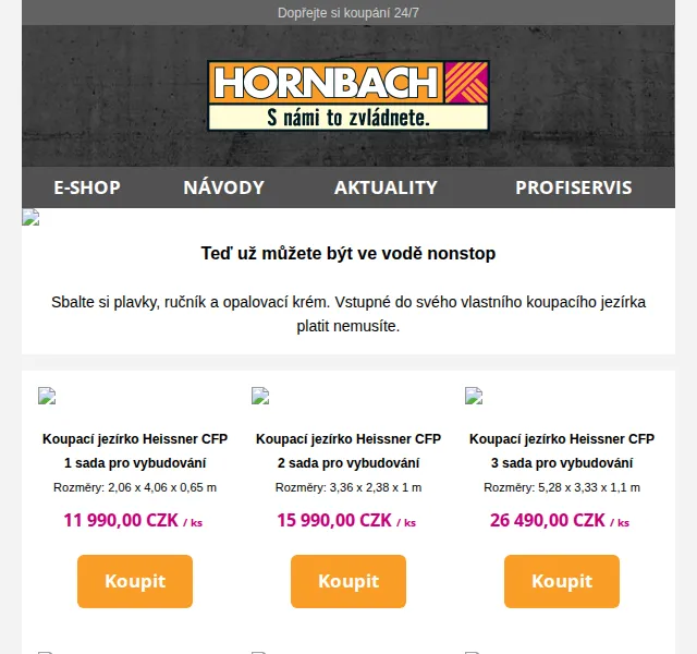 HORNBACH: Koupací jezírka Heissner od 11 990 Kč – červen 2026 | Nuslet.cz