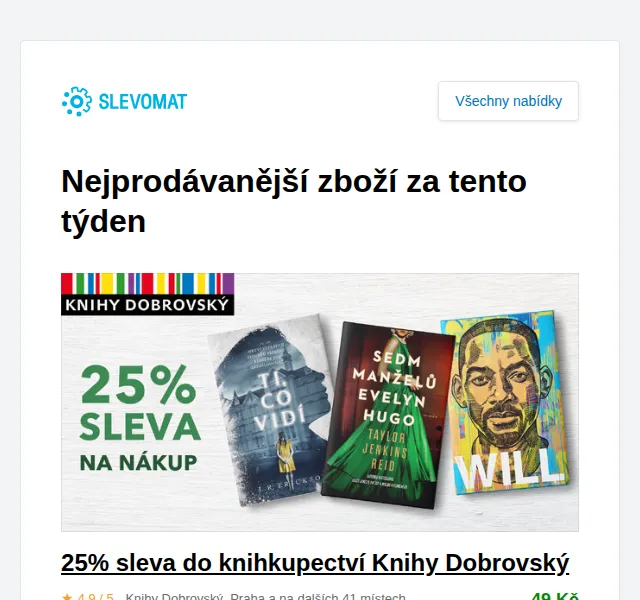 Slevomat: 25% sleva do knihkupectví Knihy Dobrovský – červen 2026 | Nuslet.cz