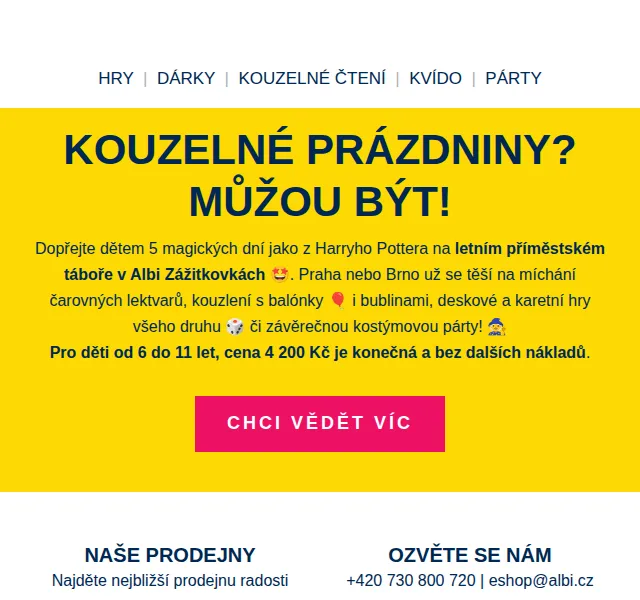 Albi: letní tábor Prázdninus magikarus – červenec 2026 | Nuslet.cz