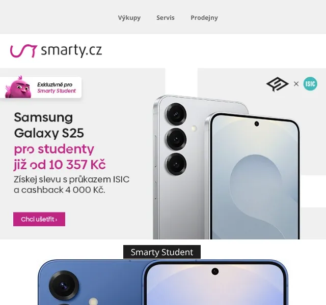 Smarty.cz: Samsung Galaxy S25 29 % sleva – září 2026