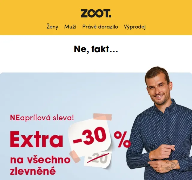 ZOOT: Extra −30 % na všechny slevy – červen 2026 | Nuslet.cz