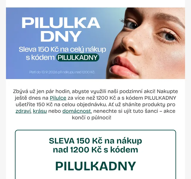 Pilulka.cz: sleva 150 Kč slevovým kódem – září 2026