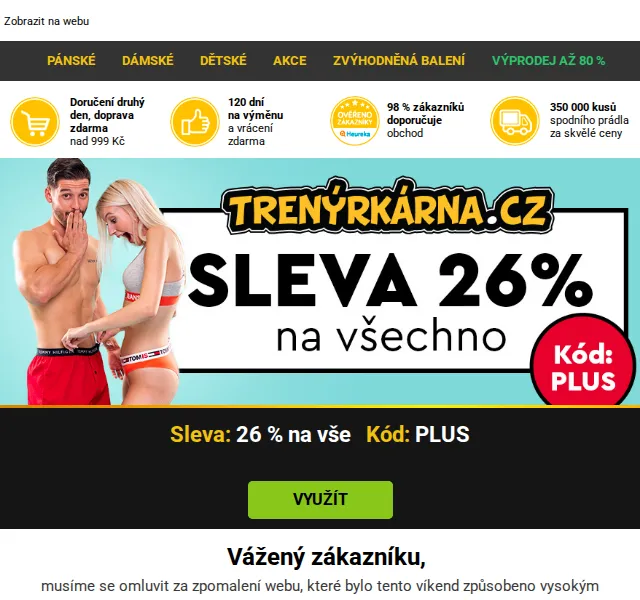 Trenýrkárna.cz: Sleva 26 % na vše – říjen 2026 | Nuslet.cz