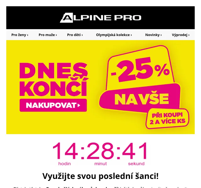 ALPINE PRO: Sleva 25 % na vše – duben 2026 | Nuslet.cz