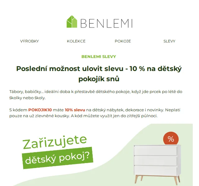 Benlemi: 10% sleva na dětský pokoj – červen 2026 | Nuslet.cz