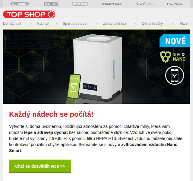 Delimano: zvlhčovač vzduchu Nano Smart – červen 2026 | Nuslet.cz