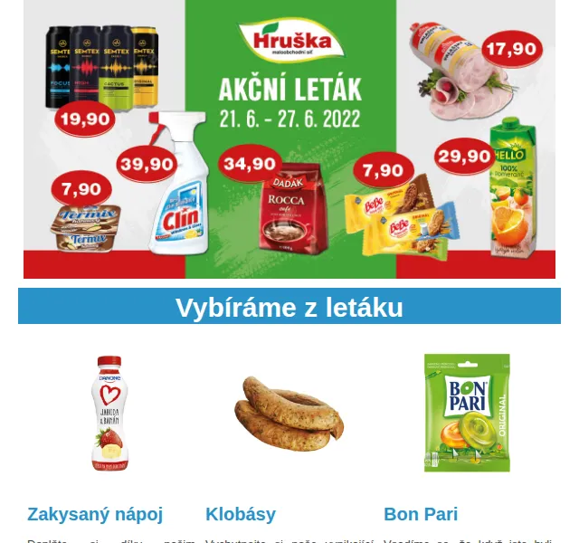 Váš HRUŠKA tým: sleva na Bon Pari 17,90 Kč a zakysaný nápoj Danone – červenec 2026 | Nuslet.cz