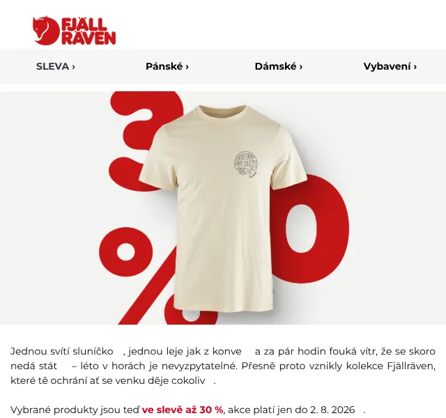 Fjällräven: Sleva až 30 % – červenec 2026 | Nuslet.cz