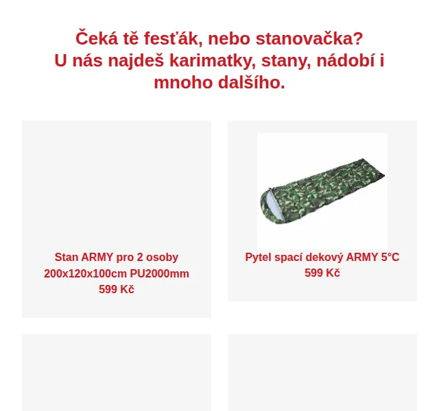 UNI HOBBY: Kempingové vybavení od 359 Kč – červenec 2026 | Nuslet.cz