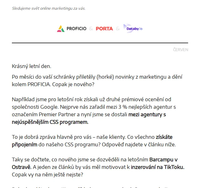 PROFICIO tým: Google CSS Premium Partner a novinky z marketingu – červen 2026 | Nuslet.cz