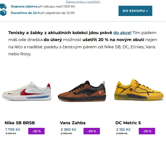 SNOWBOARD ZEZULA: Sleva 20 % na tenisky Nike SB, Vans a DC – červenec 2026 | Nuslet.cz