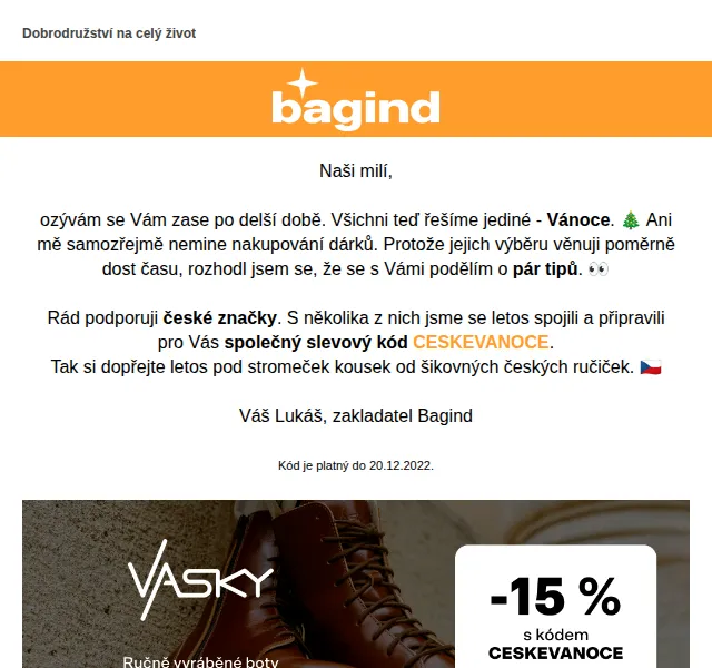 Bagind: sleva na české značky Vasky, Bewooden, Doller – červenec 2026 | Nuslet.cz
