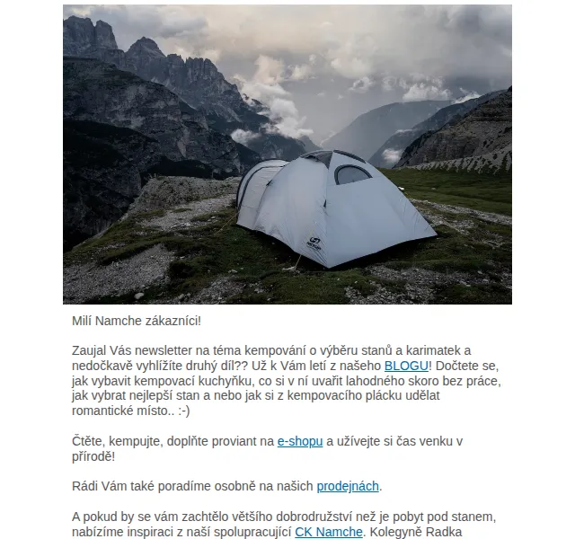 Namcheshop: kempování a vybavení na léto – červenec 2026 | Nuslet.cz