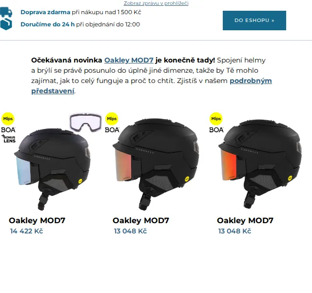 SNOWBOARD ZEZULA: Oakley MOD7 helma+brýle – červen 2026 | Nuslet.cz