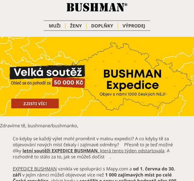 BUSHMAN: Letní expedice s Mapy.com – Odměny – Červen 2026