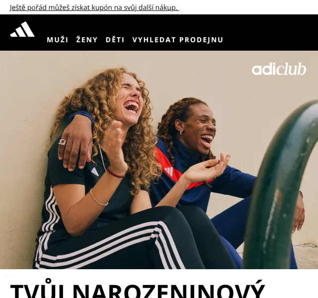 Adidas: slevový kód 245 Kč – narozeniny – srpen