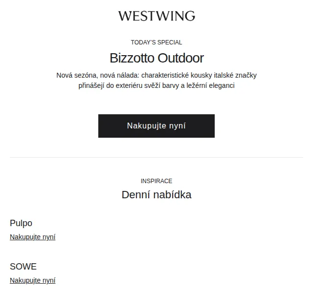 Westwing: Bizzotto Outdoor a Pulpo design – červenec 2026 | Nuslet.cz