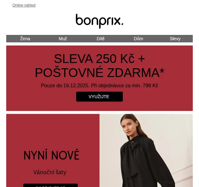 Bonprix: 250 Kč sleva + doručení zdarma – duben 2026