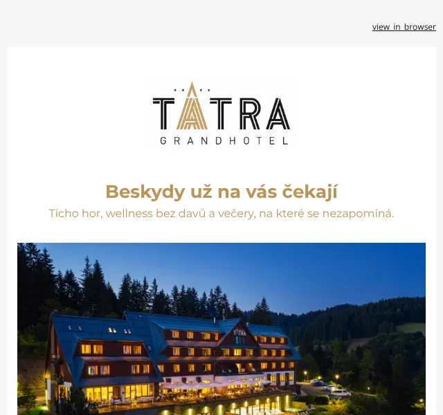 Grandhotel Tatra: Wellness a relaxace v Beskydech – květen 2026