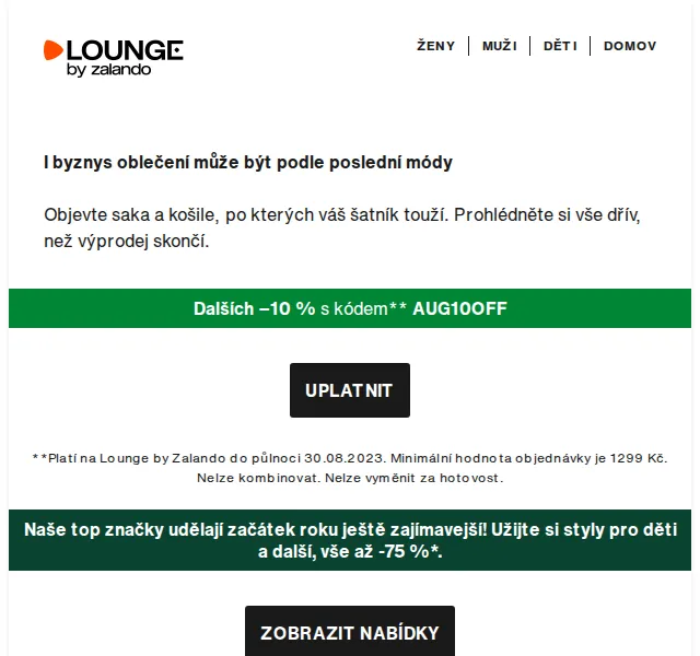 Lounge by Zalando: Móda do kanceláře až –75 % + sleva – červenec 2026 | Nuslet.cz
