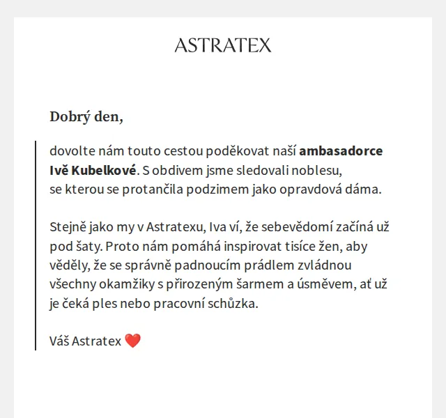 Astratex.cz: Poděkování ambasadource – červenec 2026 | Nuslet.cz