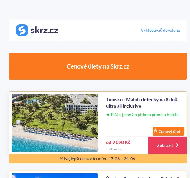 Skrz: Dovolená v Tunisku za 9 090 Kč – červenec 2026 | Nuslet.cz