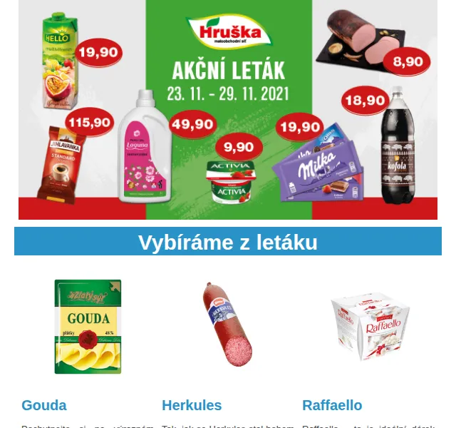 Váš HRUŠKA tým: Slevy na sýr Gouda, Herkules a Raffaello – červen 2026 | Nuslet.cz
