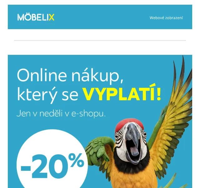 Möbelix: slevový kód 20 % – srpen 2026