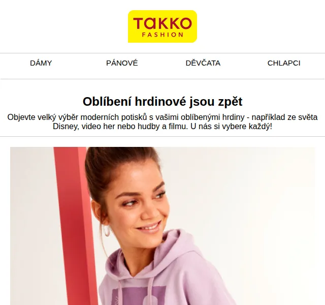 Takko Fashion: Trika a sety s Minnie Mouse, Mickey, Peanuts a SpongeBob – červen 2026 | Nuslet.cz