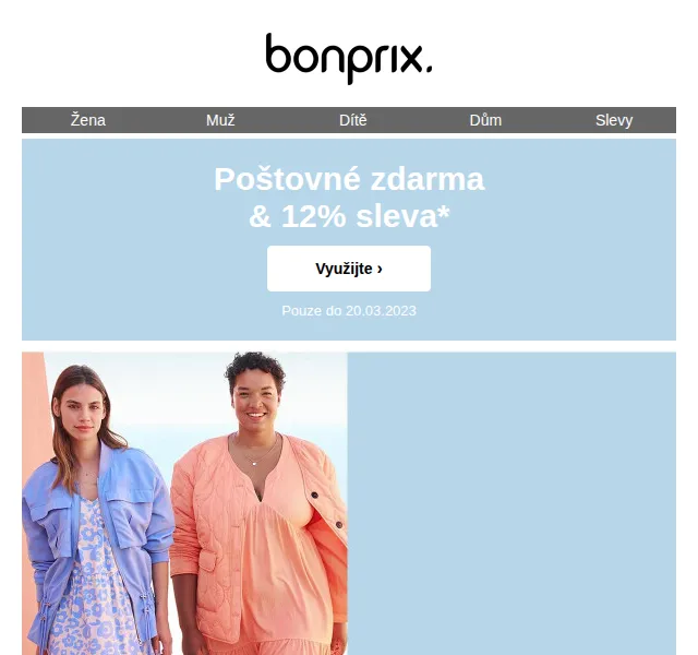 bonprix: 12% sleva + poštovné zdarma – březen 2026 | Nuslet.cz