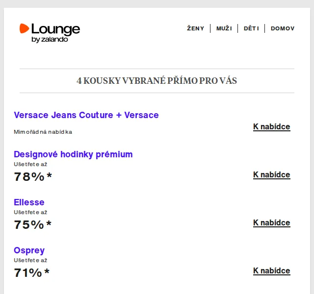 Lounge by Zalando: Versace, Ellesse, Osprey – sleva až 80 % – duben 2026