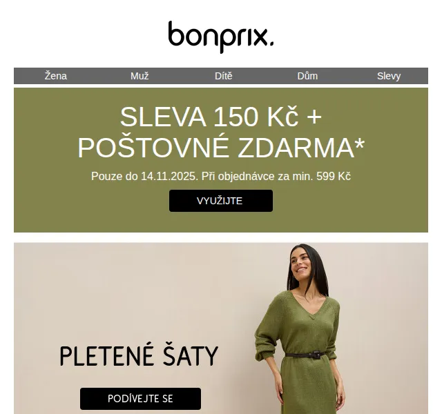 bonprix: SLEVA 150 Kč + poštovné zdarma – červenec 2026 | Nuslet.cz
