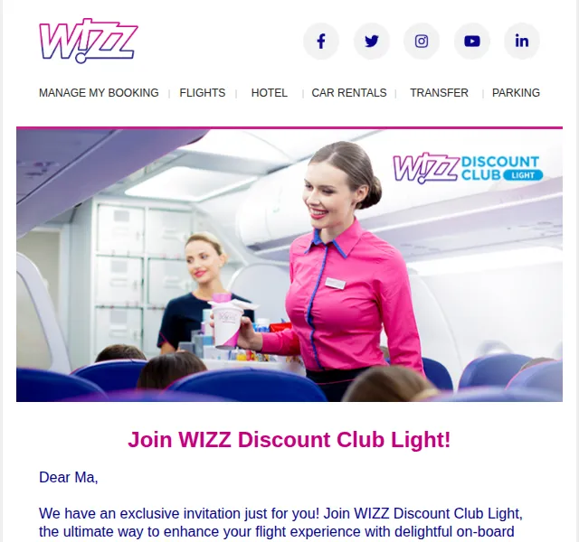 Wizz Air: WIZZ Discount Club Light bez poplatků – červenec 2026 | Nuslet.cz