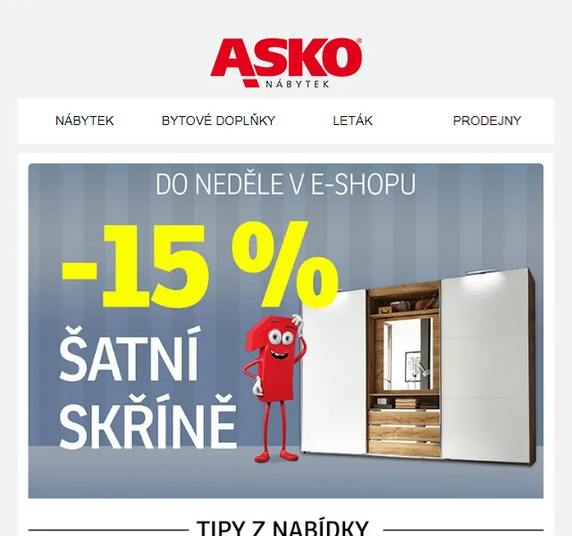 Asko Nábytek: Šatní skříně v akci – červenec 2026 | Nuslet.cz