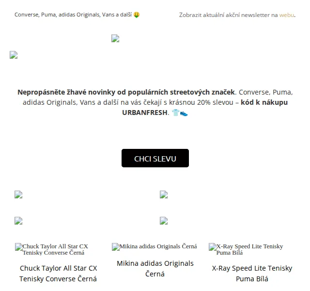 UrbanStore: −20 % na streetové značky Converse, Puma, Adidas – červen 2026 | Nuslet.cz