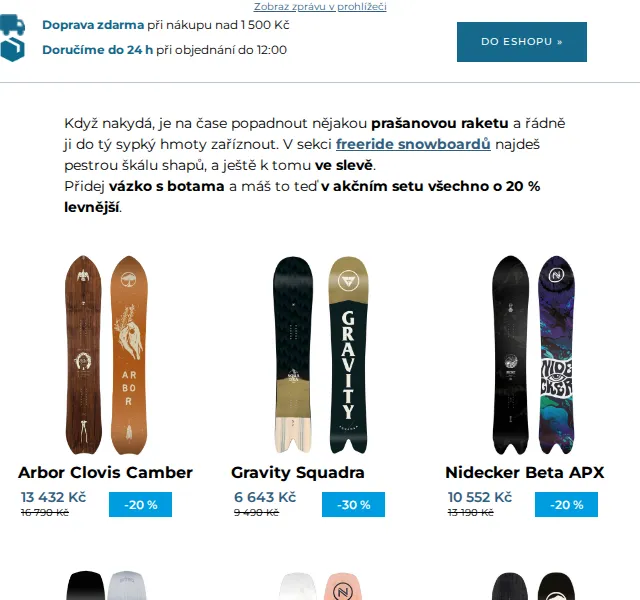 SNOWBOARD ZEZULA: Slevy na freeride snowboardy a výbavu – červen 2026 | Nuslet.cz
