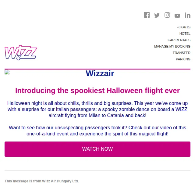 Wizz Air: Halloween Night Flight – říjen 2026 | Nuslet.cz
