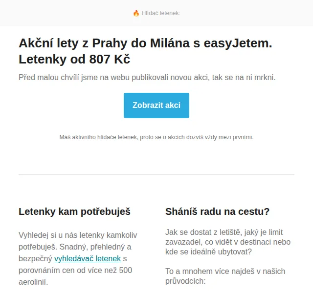 Cestujlevne.com: Akční lety Praha–Milán easyJet od 807 Kč – červen 2026 | Nuslet.cz